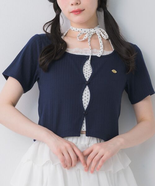 ems excite(エムズエキサイト)の「カーデレイヤード風CT(Tシャツ/カットソー・レディース・イエロー/ピンク/ブルー/ダークブルー・FREE)」の3枚目の写真