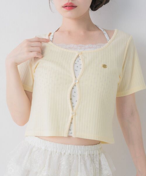 ems excite(エムズエキサイト)の「カーデレイヤード風CT(Tシャツ/カットソー・レディース・イエロー/ピンク/ブルー/ダークブルー・FREE)」の4枚目の写真