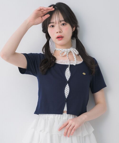 ems excite(エムズエキサイト)の「カーデレイヤード風CT(Tシャツ/カットソー・レディース・イエロー/ピンク/ブルー/ダークブルー・FREE)」の11枚目の写真