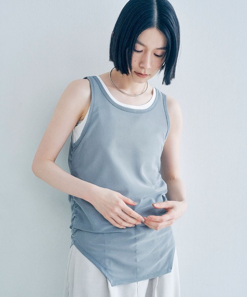 Obis&(オビスアンド)の「【2枚セット】マルチWayチュールギャザータンク&ベーシックタンク(タンクトップ・レディース・グレー系その他/ブラウン系その他・FREE)」の8枚目の写真
