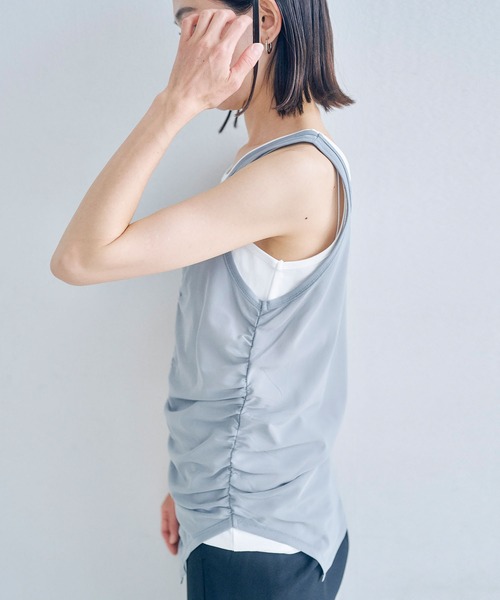 Obis&(オビスアンド)の「【2枚セット】マルチWayチュールギャザータンク&ベーシックタンク(タンクトップ・レディース・グレー系その他/ブラウン系その他・FREE)」の12枚目の写真