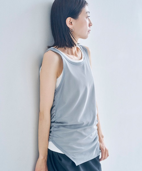 Obis&(オビスアンド)の「【2枚セット】マルチWayチュールギャザータンク&ベーシックタンク(タンクトップ・レディース・グレー系その他/ブラウン系その他・FREE)」の14枚目の写真