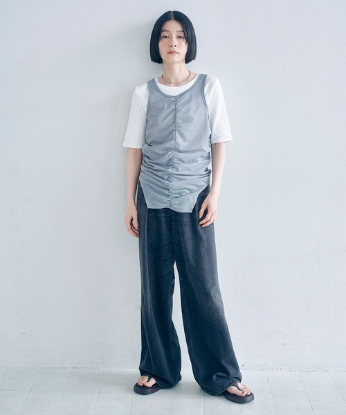 Obis&(オビスアンド)の「【2枚セット】マルチWayチュールギャザータンク&ベーシックタンク(タンクトップ・レディース・グレー系その他/ブラウン系その他・FREE)」の18枚目の写真