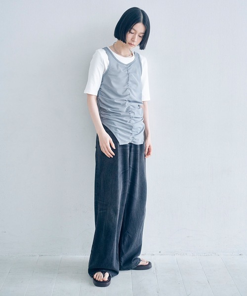 Obis&(オビスアンド)の「【2枚セット】マルチWayチュールギャザータンク&ベーシックタンク(タンクトップ・レディース・グレー系その他/ブラウン系その他・FREE)」の19枚目の写真