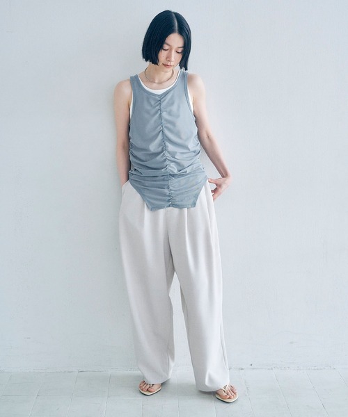 Obis&(オビスアンド)の「【2枚セット】マルチWayチュールギャザータンク&ベーシックタンク(タンクトップ・レディース・グレー系その他/ブラウン系その他・FREE)」の15枚目の写真