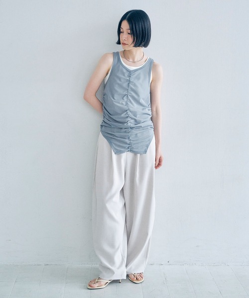Obis&(オビスアンド)の「【2枚セット】マルチWayチュールギャザータンク&ベーシックタンク(タンクトップ・レディース・グレー系その他/ブラウン系その他・FREE)」の17枚目の写真