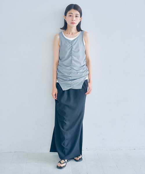 Obis&(オビスアンド)の「【2枚セット】マルチWayチュールギャザータンク&ベーシックタンク(タンクトップ・レディース・グレー系その他/ブラウン系その他・FREE)」の21枚目の写真