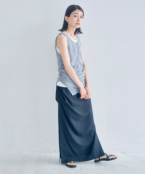 Obis&(オビスアンド)の「【2枚セット】マルチWayチュールギャザータンク&ベーシックタンク(タンクトップ・レディース・グレー系その他/ブラウン系その他・FREE)」の22枚目の写真