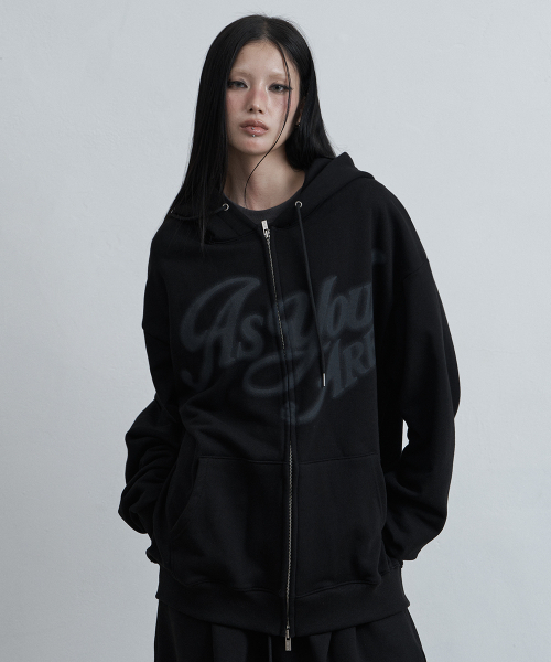 AYA Big Logo Furd ジップアップ — чёрная куртка‑худи