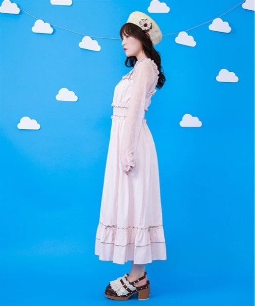 axes femme(アクシーズファム)の「メローフリルストライプJSK(ワンピース・レディース・ピンク/ブラック/サックスブルー・FREE)」の5枚目の写真