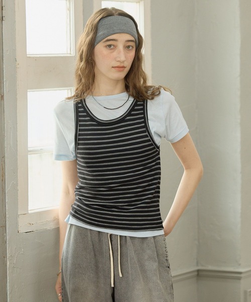 GEORGE'S(ジョージズ)の「Tシャツタンクセット(Tシャツ/カットソー・レディース・パープル/サックスブルー/イエロー・FREE)」の4枚目の写真