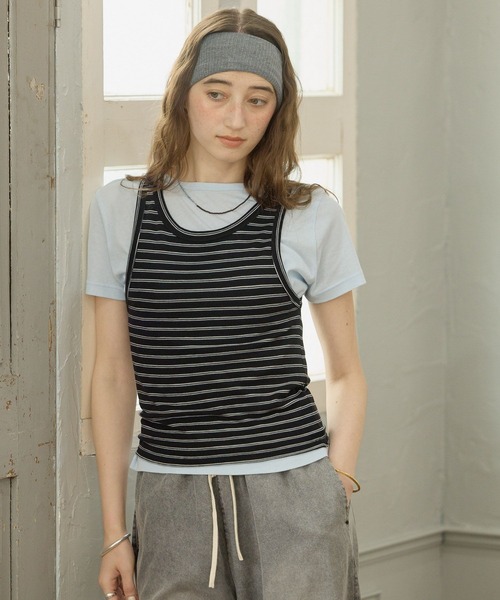 GEORGE'S(ジョージズ)の「Tシャツタンクセット(Tシャツ/カットソー・レディース・パープル/サックスブルー/イエロー・FREE)」の6枚目の写真