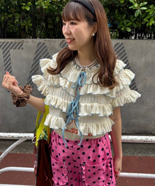 HELLO.SANFRANCISCO(ハローサンフランシスコ)の「【HELLO.SANFRANCISCO/ハローサンフランシスコ】2WAYフリルメロウボレロ(カーディガン/ボレロ・レディース・サックスブルー/アイボリー/イエロー・ONE SIZE)」の5枚目の写真