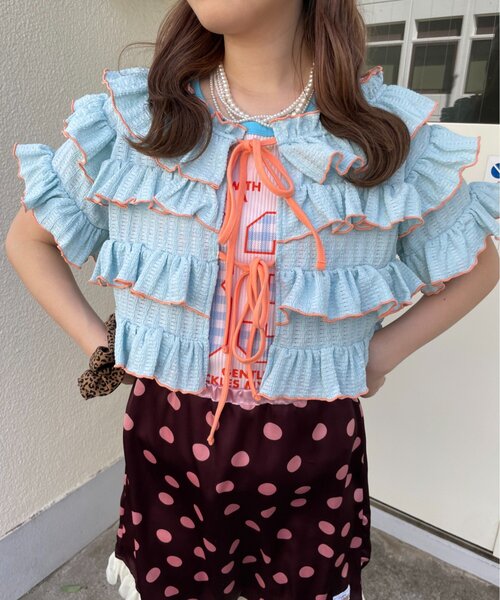 HELLO.SANFRANCISCO(ハローサンフランシスコ)の「【HELLO.SANFRANCISCO/ハローサンフランシスコ】2WAYフリルメロウボレロ(カーディガン/ボレロ・レディース・サックスブルー/アイボリー/イエロー・ONE SIZE)」の20枚目の写真
