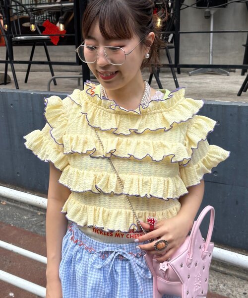 HELLO.SANFRANCISCO(ハローサンフランシスコ)の「【HELLO.SANFRANCISCO/ハローサンフランシスコ】2WAYフリルメロウボレロ(カーディガン/ボレロ・レディース・サックスブルー/アイボリー/イエロー・ONE SIZE)」の14枚目の写真