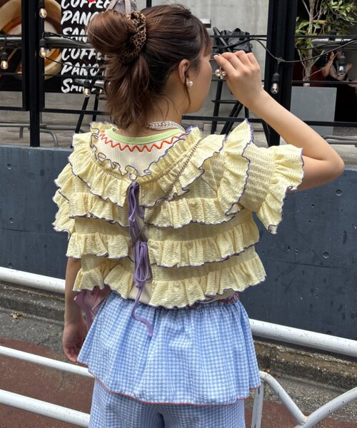 HELLO.SANFRANCISCO(ハローサンフランシスコ)の「【HELLO.SANFRANCISCO/ハローサンフランシスコ】2WAYフリルメロウボレロ(カーディガン/ボレロ・レディース・サックスブルー/アイボリー/イエロー・ONE SIZE)」の11枚目の写真