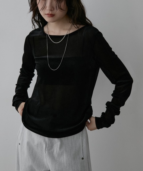 Aunt Marie's(アントマリーズ)の「シアーベロアバックオープンプルオーバー(Tシャツ/カットソー・レディース・ブラック/ブラウン/グレー・FREE)」の6枚目の写真