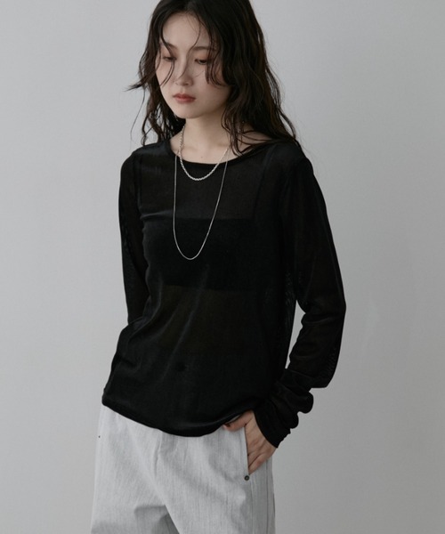 Aunt Marie's(アントマリーズ)の「シアーベロアバックオープンプルオーバー(Tシャツ/カットソー・レディース・ブラック/ブラウン/グレー・FREE)」の7枚目の写真