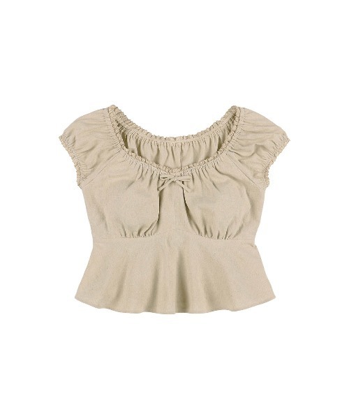 ALEXIA STAM(アリシアスタン)の「Linen Cropped Top /リネンクロップドトップス(Tシャツ/カットソー・レディース・ベージュ/ブラック/ホワイト・M/S)」の12枚目の写真