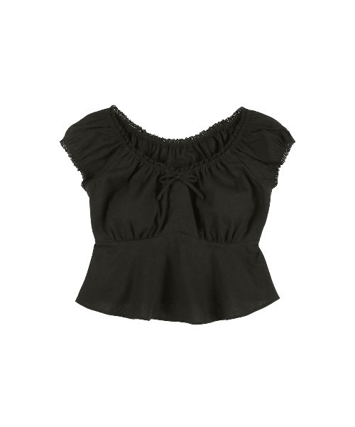 ALEXIA STAM(アリシアスタン)の「Linen Cropped Top /リネンクロップドトップス(Tシャツ/カットソー・レディース・ベージュ/ブラック/ホワイト・M/S)」の9枚目の写真