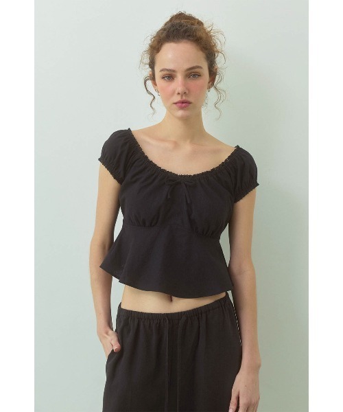 ALEXIA STAM(アリシアスタン)の「Linen Cropped Top /リネンクロップドトップス(Tシャツ/カットソー・レディース・ベージュ/ブラック/ホワイト・M/S)」の22枚目の写真