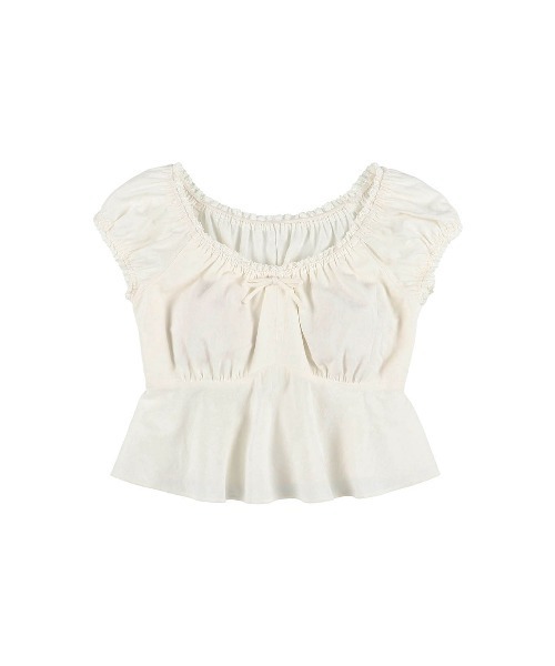 ALEXIA STAM(アリシアスタン)の「Linen Cropped Top /リネンクロップドトップス(Tシャツ/カットソー・レディース・ベージュ/ブラック/ホワイト・M/S)」の6枚目の写真