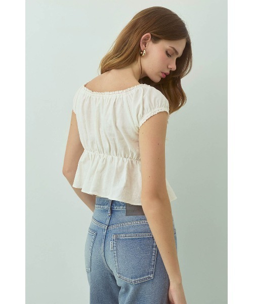 ALEXIA STAM(アリシアスタン)の「Linen Cropped Top /リネンクロップドトップス(Tシャツ/カットソー・レディース・ベージュ/ブラック/ホワイト・M/S)」の16枚目の写真