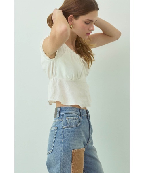 ALEXIA STAM(アリシアスタン)の「Linen Cropped Top /リネンクロップドトップス(Tシャツ/カットソー・レディース・ベージュ/ブラック/ホワイト・M/S)」の17枚目の写真