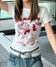 カウガールロゴプリントフィットTシャツ