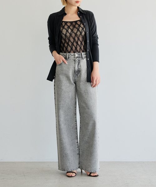 IENA LA BOUCLE(イエナラブークル)の「IENA LA BOUCLE ストレートスリムフィットワイドデニム(デニムパンツ・レディース・グレー/ブルー・34/36/38/40)」の4枚目の写真