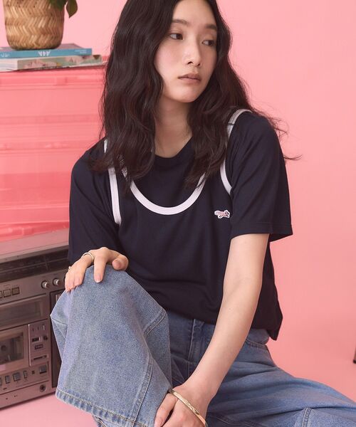 PENNEYS(ぺニーズ)の「【PENNEY'S】配色タンクトップ+Tシャツ(Tシャツ/カットソー・レディース・ネイビー/アイボリー/ピンク・FREE)」の1枚目の写真