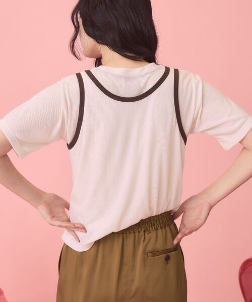 PENNEYS(ぺニーズ)の「【PENNEY'S】配色タンクトップ+Tシャツ(Tシャツ/カットソー・レディース・ネイビー/アイボリー/ピンク・FREE)」の7枚目の写真