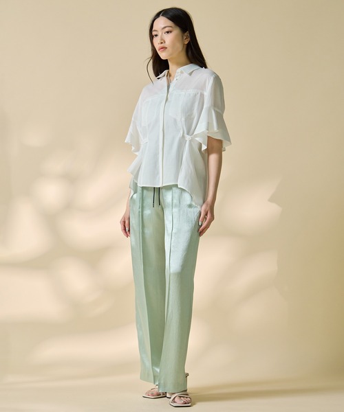 STUDIOUS(ステュディオス)の「【STUDIOUS/ステュディオス】Hem Flare 2way Blouse/ヘムフレア2ウェイブラウス(シャツ/ブラウス・レディース・ホワイト/ストライプ・FREE)」の9枚目の写真