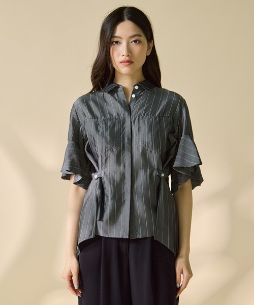 STUDIOUS(ステュディオス)の「【STUDIOUS/ステュディオス】Hem Flare 2way Blouse/ヘムフレア2ウェイブラウス(シャツ/ブラウス・レディース・ホワイト/ストライプ・FREE)」の19枚目の写真
