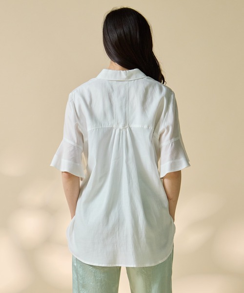 STUDIOUS(ステュディオス)の「【STUDIOUS/ステュディオス】Hem Flare 2way Blouse/ヘムフレア2ウェイブラウス(シャツ/ブラウス・レディース・ホワイト/ストライプ・FREE)」の5枚目の写真