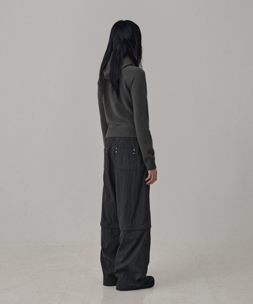 41PRAY（サイルプレイ）の「High-Neck Knit  Hoodie Zip Up / Charcoal（パーカー・レディース・チャコール・OS）」の4枚目の写真