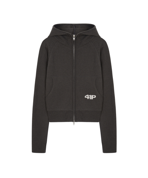 41PRAY（サイルプレイ）の「High-Neck Knit  Hoodie Zip Up / Charcoal（パーカー・レディース・チャコール・OS）」の5枚目の写真