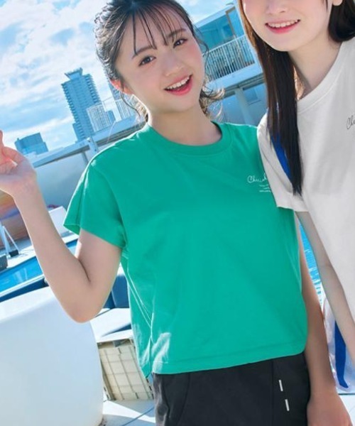 Belle Maison(ベルメゾン)の「【Papel lapiz(パペルラピス)】プチプラ!薄くて涼しい綿素材フレンチスリーブTシャツ(Tシャツ/カットソー・キッズ・ブラック/グレイッシュベージュ/グリーン/オフホワイト・M/XS/S)」の4枚目の写真