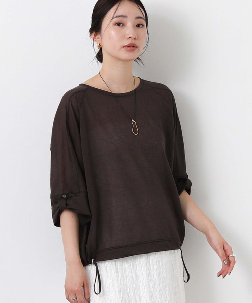 Gready Brilliant（グレディブリリアン）の「シアー天竺ラグラン6分袖（Tシャツ/カットソー・レディース・チャコールグレー/ピンク/オフホワイト・FREE）」の16枚目の写真