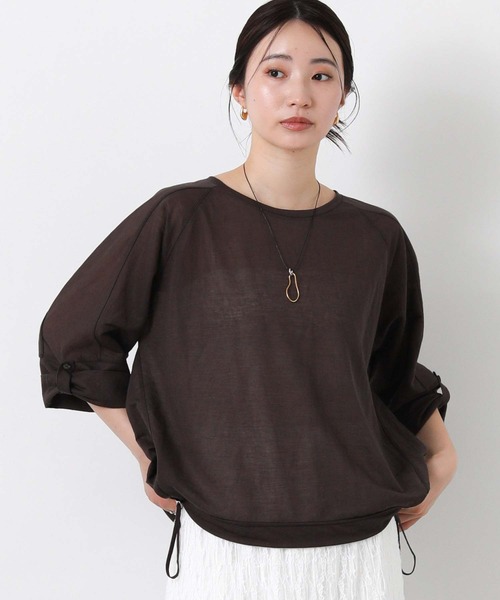 Gready Brilliant（グレディブリリアン）の「シアー天竺ラグラン6分袖（Tシャツ/カットソー・レディース・チャコールグレー/ピンク/オフホワイト・FREE）」の19枚目の写真
