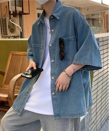 DSヴィンテージライクデニム半袖シャツ