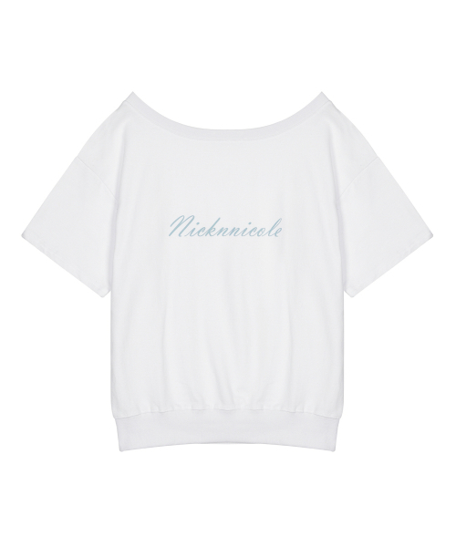 NICK&NICOLE(ニックアンドニコール)の「OFF SHOULDER LETTERING SWEAT TOP_WHITE(Tシャツ/カットソー・レディース・その他・FREE)」の4枚目の写真