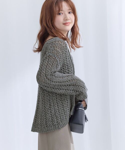 COHINA(コヒナ)の「2wayテープヤーンパターンニット 【低身長・小柄女性】(ニット/セーター・レディース・アイボリー/ベージュ/グレー・ONE SIZE)」の4枚目の写真