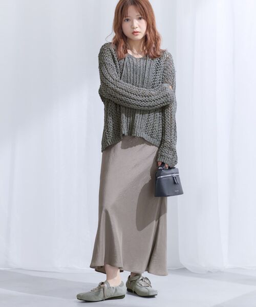 COHINA(コヒナ)の「2wayテープヤーンパターンニット 【低身長・小柄女性】(ニット/セーター・レディース・アイボリー/ベージュ/グレー・ONE SIZE)」の6枚目の写真
