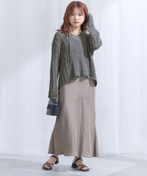 COHINA(コヒナ)の「2wayテープヤーンパターンニット 【低身長・小柄女性】(ニット/セーター・レディース・アイボリー/ベージュ/グレー・ONE SIZE)」の7枚目の写真