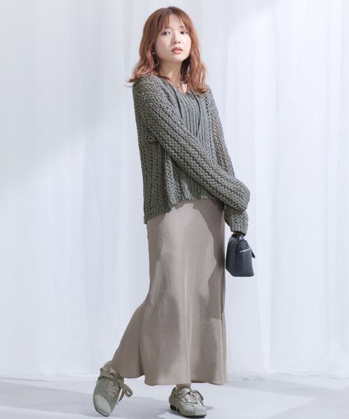 COHINA(コヒナ)の「2wayテープヤーンパターンニット 【低身長・小柄女性】(ニット/セーター・レディース・アイボリー/ベージュ/グレー・ONE SIZE)」の9枚目の写真