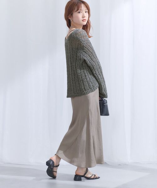 COHINA(コヒナ)の「2wayテープヤーンパターンニット 【低身長・小柄女性】(ニット/セーター・レディース・アイボリー/ベージュ/グレー・ONE SIZE)」の10枚目の写真