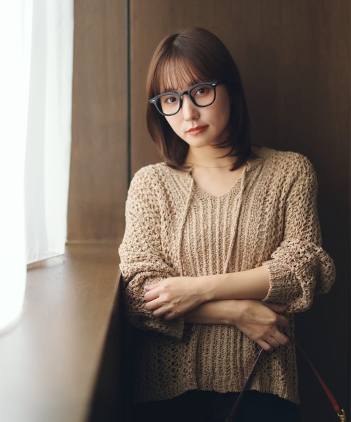 COHINA(コヒナ)の「2wayテープヤーンパターンニット 【低身長・小柄女性】(ニット/セーター・レディース・アイボリー/ベージュ・ONE SIZE)」の2枚目の写真