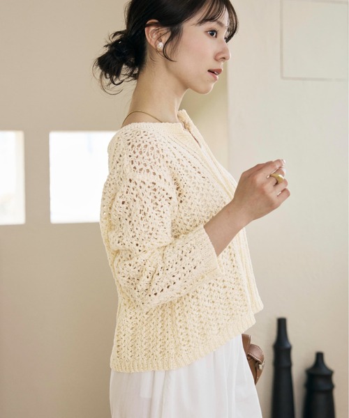 COHINA(コヒナ)の「2wayテープヤーンパターンニット 【低身長・小柄女性】(ニット/セーター・レディース・アイボリー/ベージュ・ONE SIZE)」の3枚目の写真