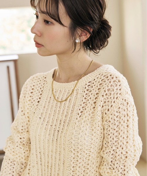 COHINA(コヒナ)の「2wayテープヤーンパターンニット 【低身長・小柄女性】(ニット/セーター・レディース・アイボリー/ベージュ・ONE SIZE)」の7枚目の写真